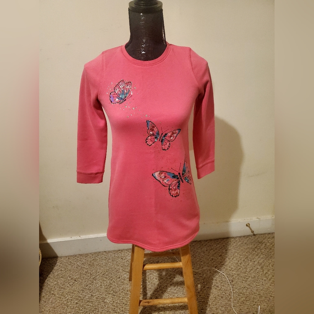 Butterfly Print Pink Girls Dress